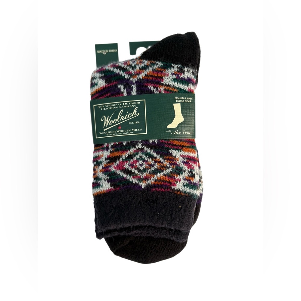 Woolrich Aloe-Infused Double Layer Home Socks Navy / Red Brand New